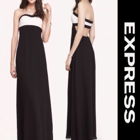 Express Dresses & Skirts - Express Contrast Cut Out Strapless Maxi Dress